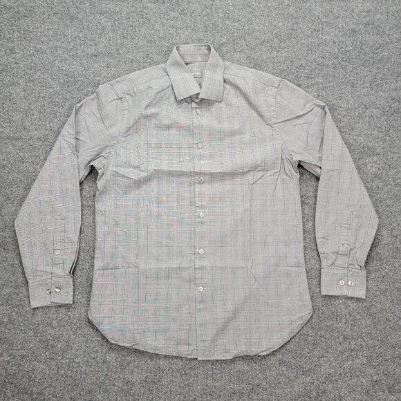 Michael Kors Shirt Mens Medium 15 32-33 Gray Button Up Long Sleeve Slim Fit - Picture 1 of 8